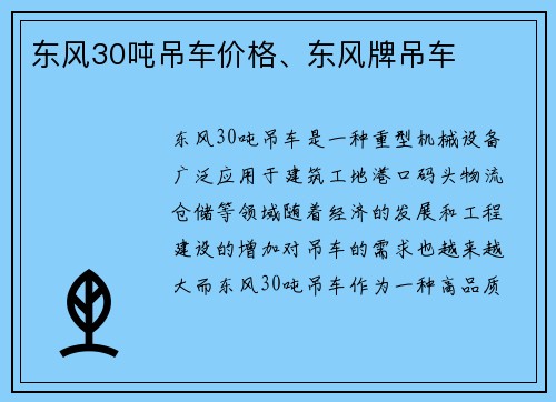 东风30吨吊车价格、东风牌吊车