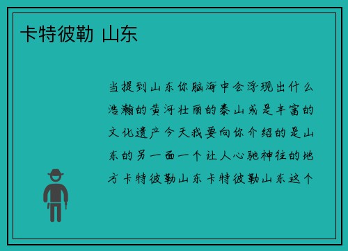 卡特彼勒 山东