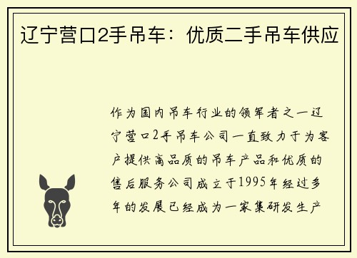 辽宁营口2手吊车：优质二手吊车供应